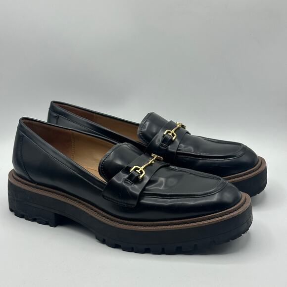 SAM EDELMAN Laurs Chunky Lug Sole Loafers Patent Leather Black Sz 11 - Picture 3 of 9